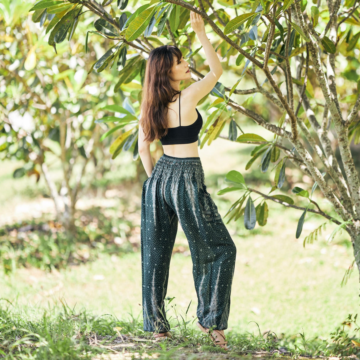 Lightweight hippie lady trousers for yoga instructor