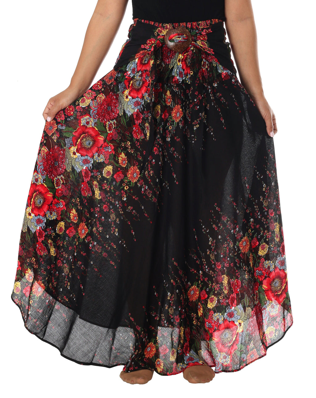 Long hippie skirt handmade from lightweight rayon, perfect for witch costume or festivals