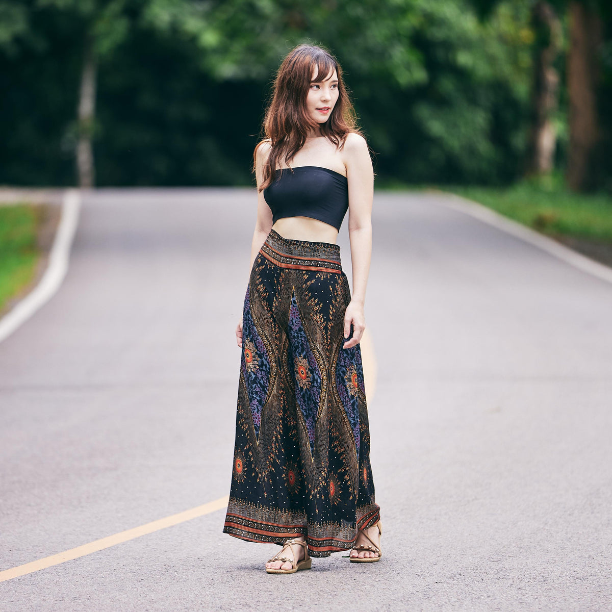 Teal boho palazzo pants for yoga and relaxation, soft lightweight rayon