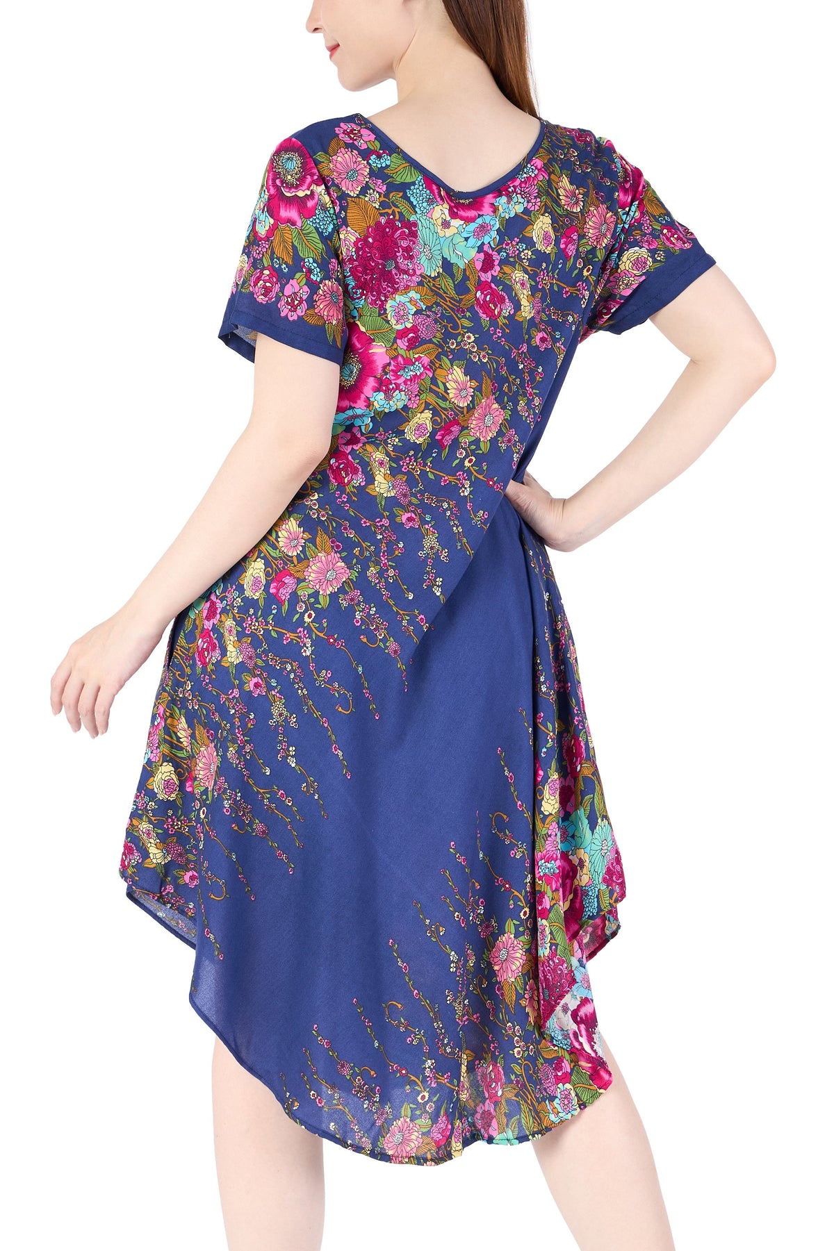 Soft rayon boho dress with pockets, available in S/M, L/XL, XXL