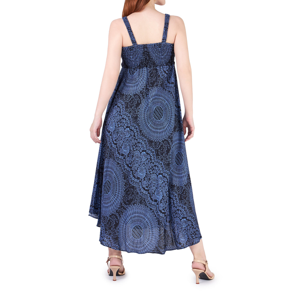 Handmade boho summer sundress with flowy silhouette and soft fabric