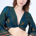 Women's hippie blouse with bell sleeves and wrap design