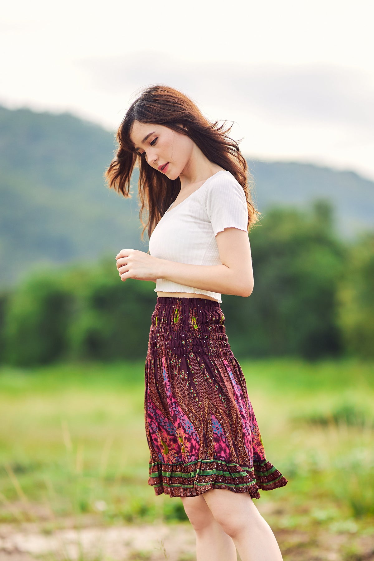 Short hippie clothes skirt for festival and dance wear