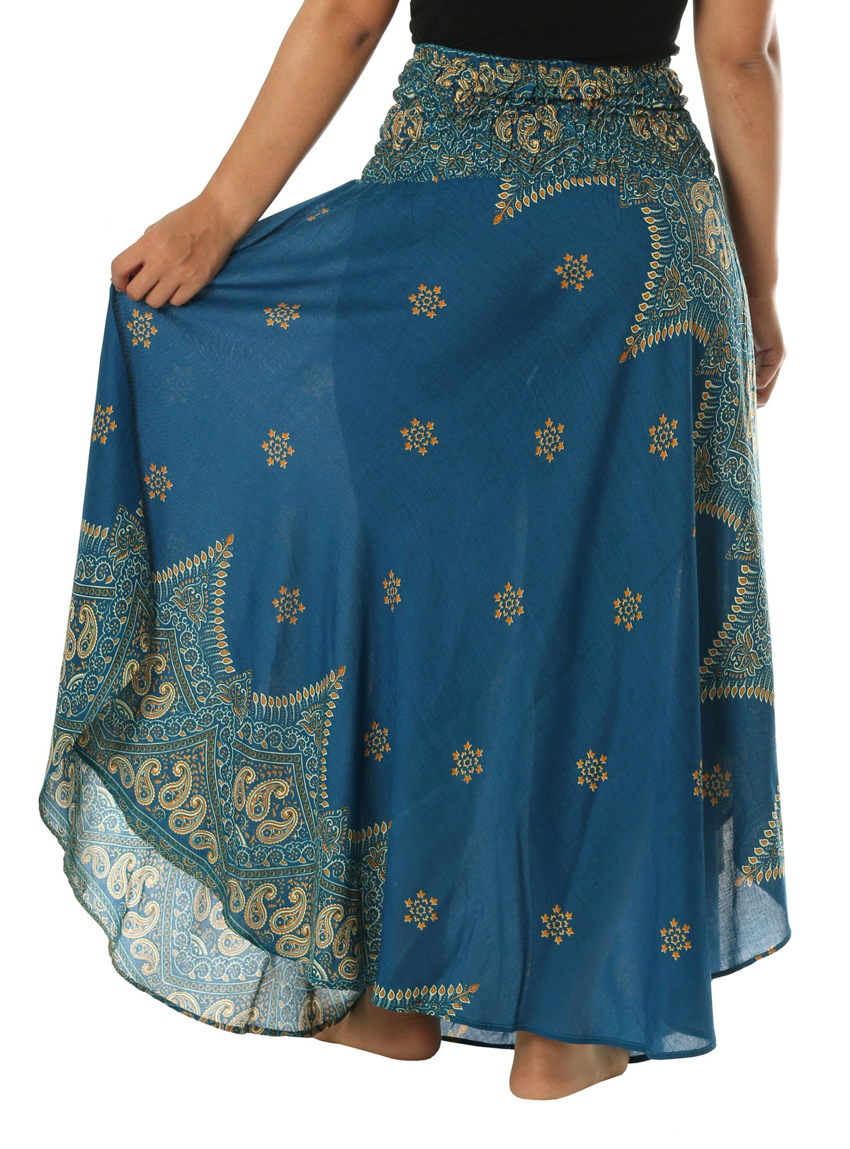 Hippie maxi skirt petite to plus size soft rayon smocked waist