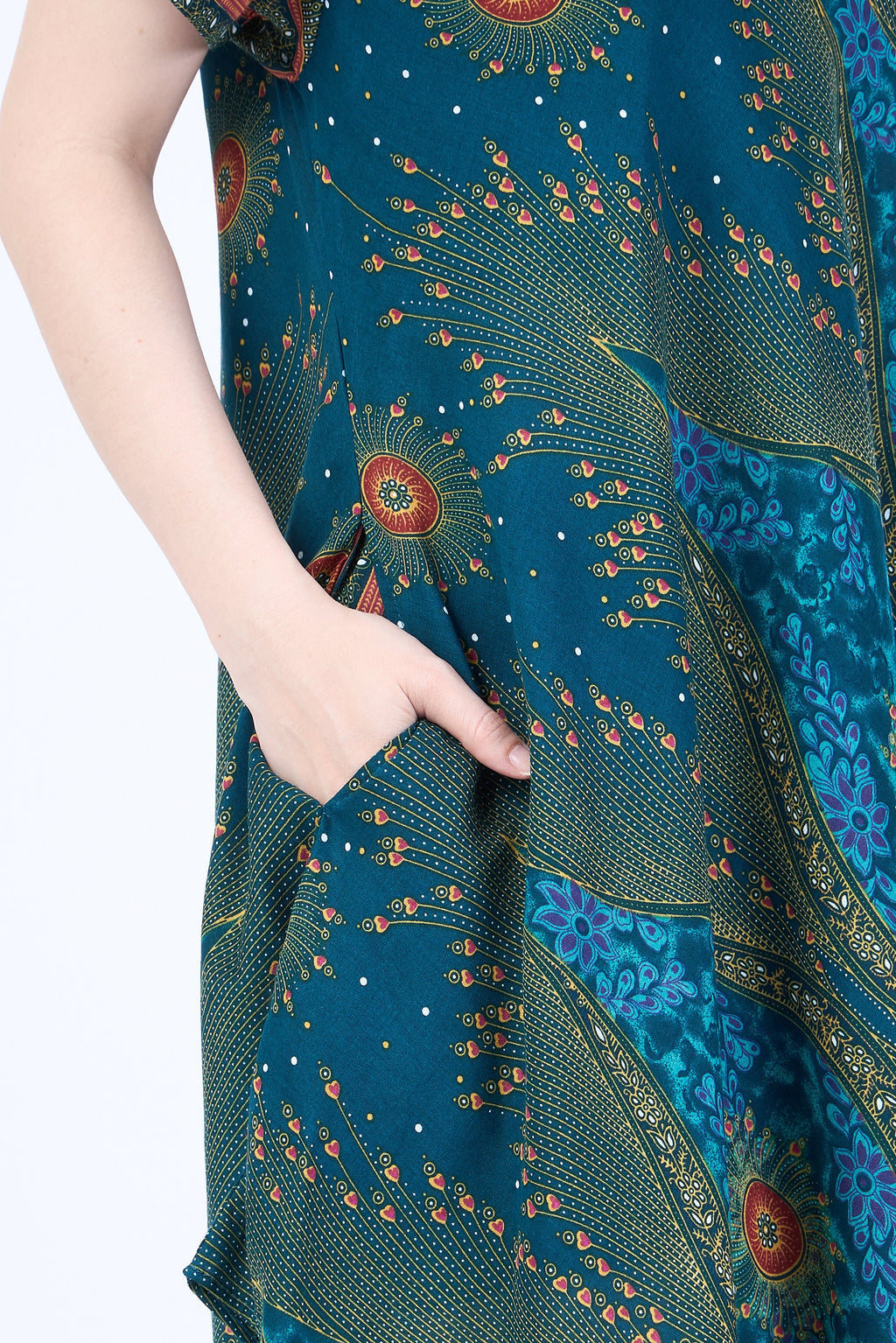 Lightweight boho dress with pockets for beach festivals and hot days