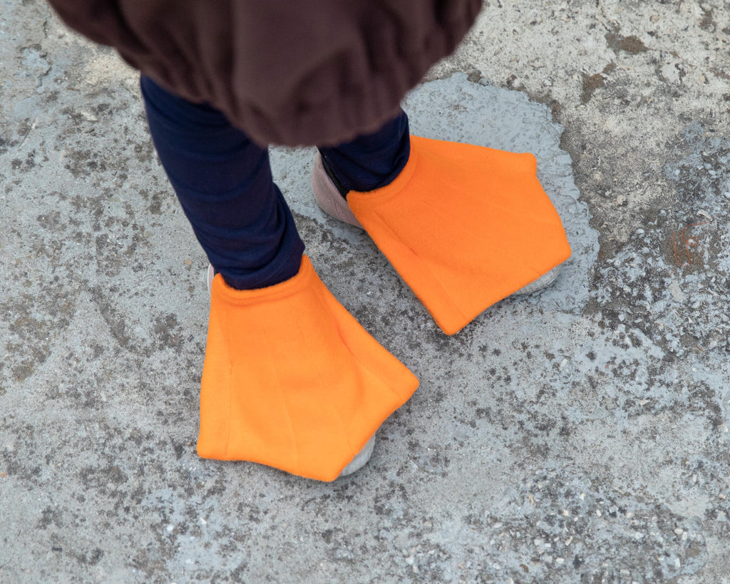 Small medium large orange duck feet shoe covers for kids costume