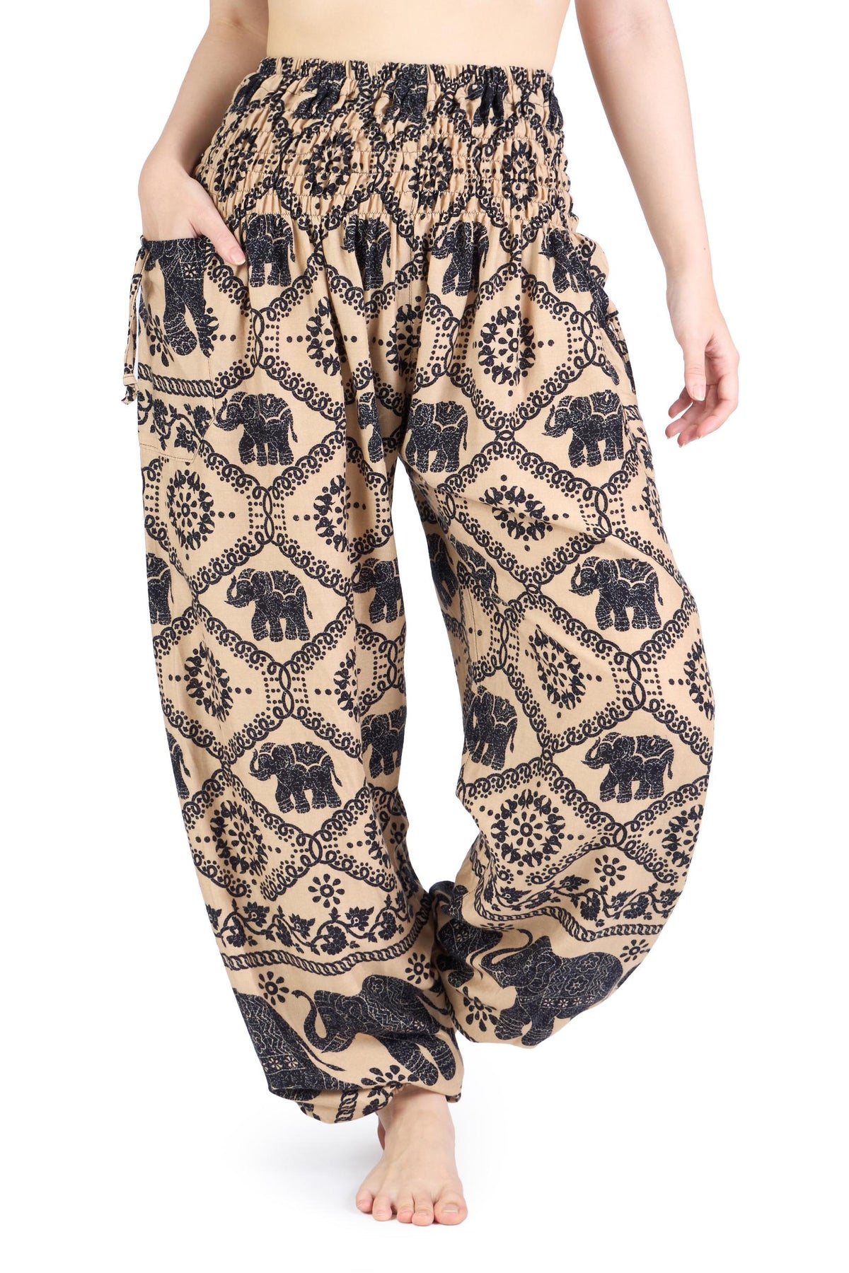 Flowy bohemian elephant pants for festival and travel wear