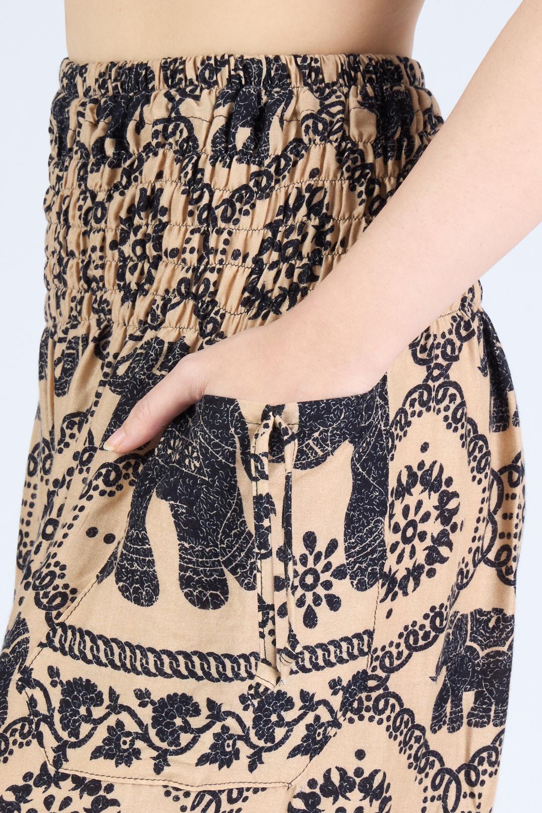 Soft lightweight rayon yoga pants with elephant design and pockets