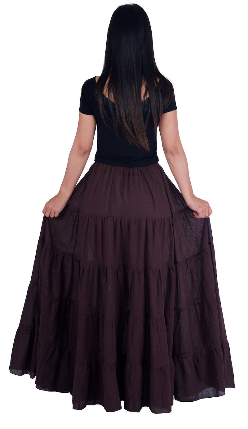 Brown full circle skirt women boho peasant plus size fall