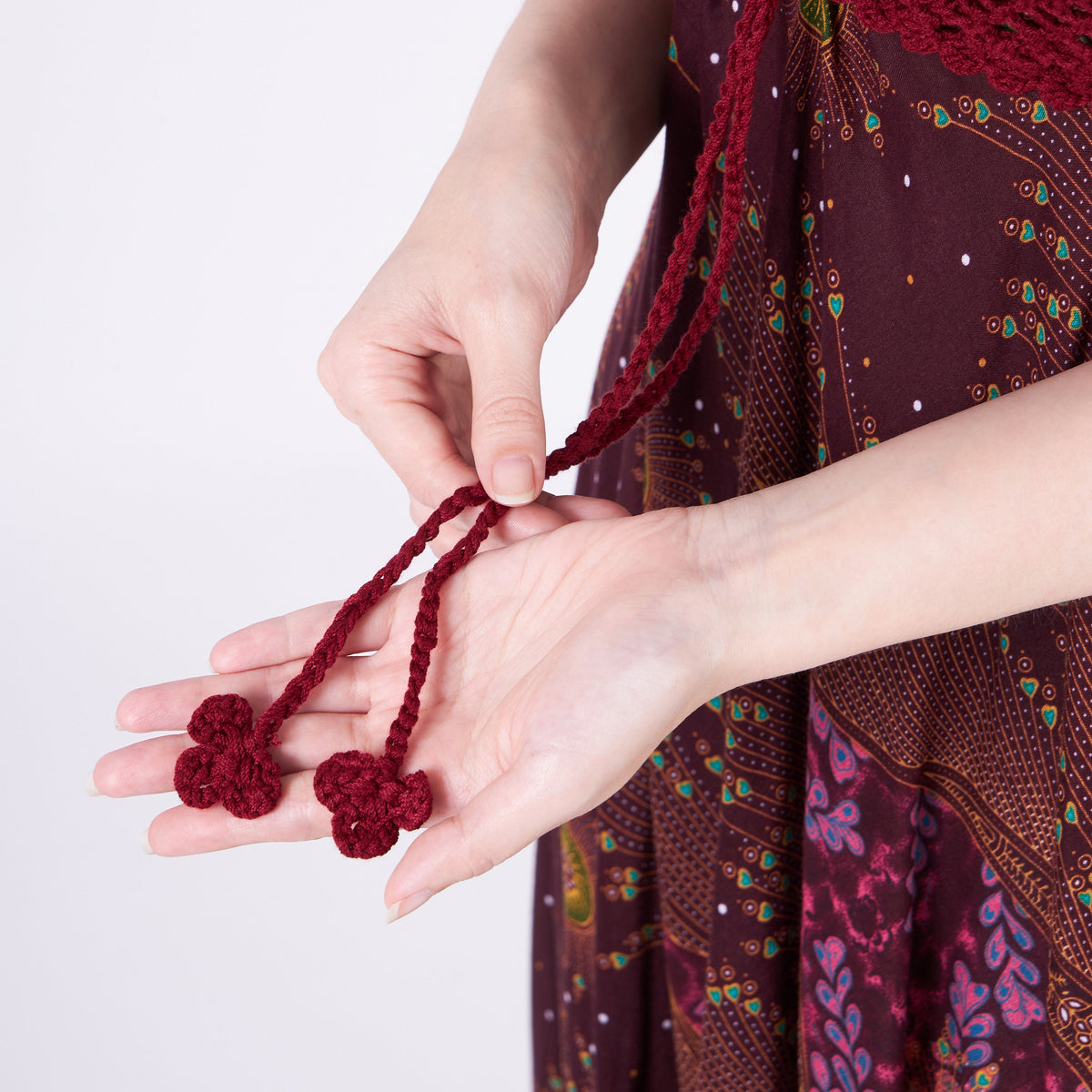 Burgundy boho summer dress handmade by Lannaclothesdesign with soft fabric