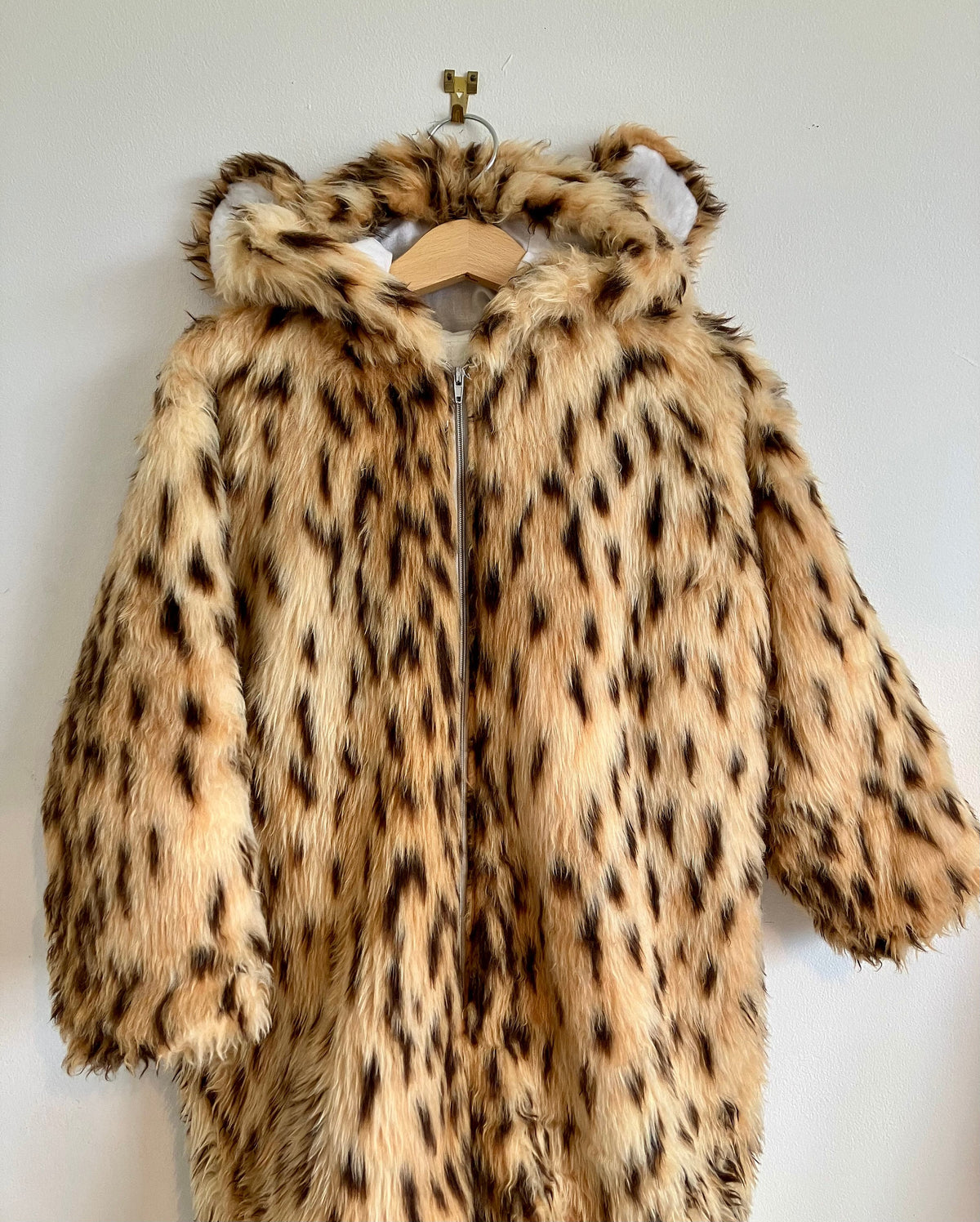 Children's leopard onesie costume shown in size 2-3 years