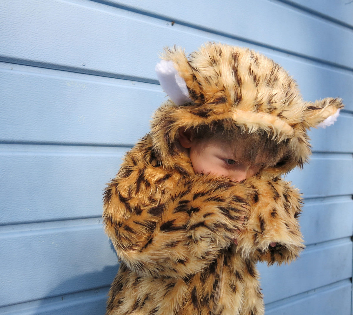 Handmade faux fur cheetah costume for kids with soft cotton lining