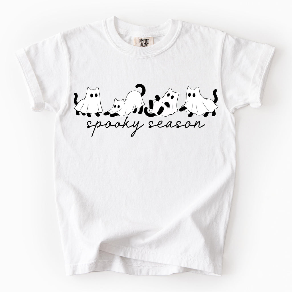 Funny spooky season tee featuring pumpkin and ghost graphic