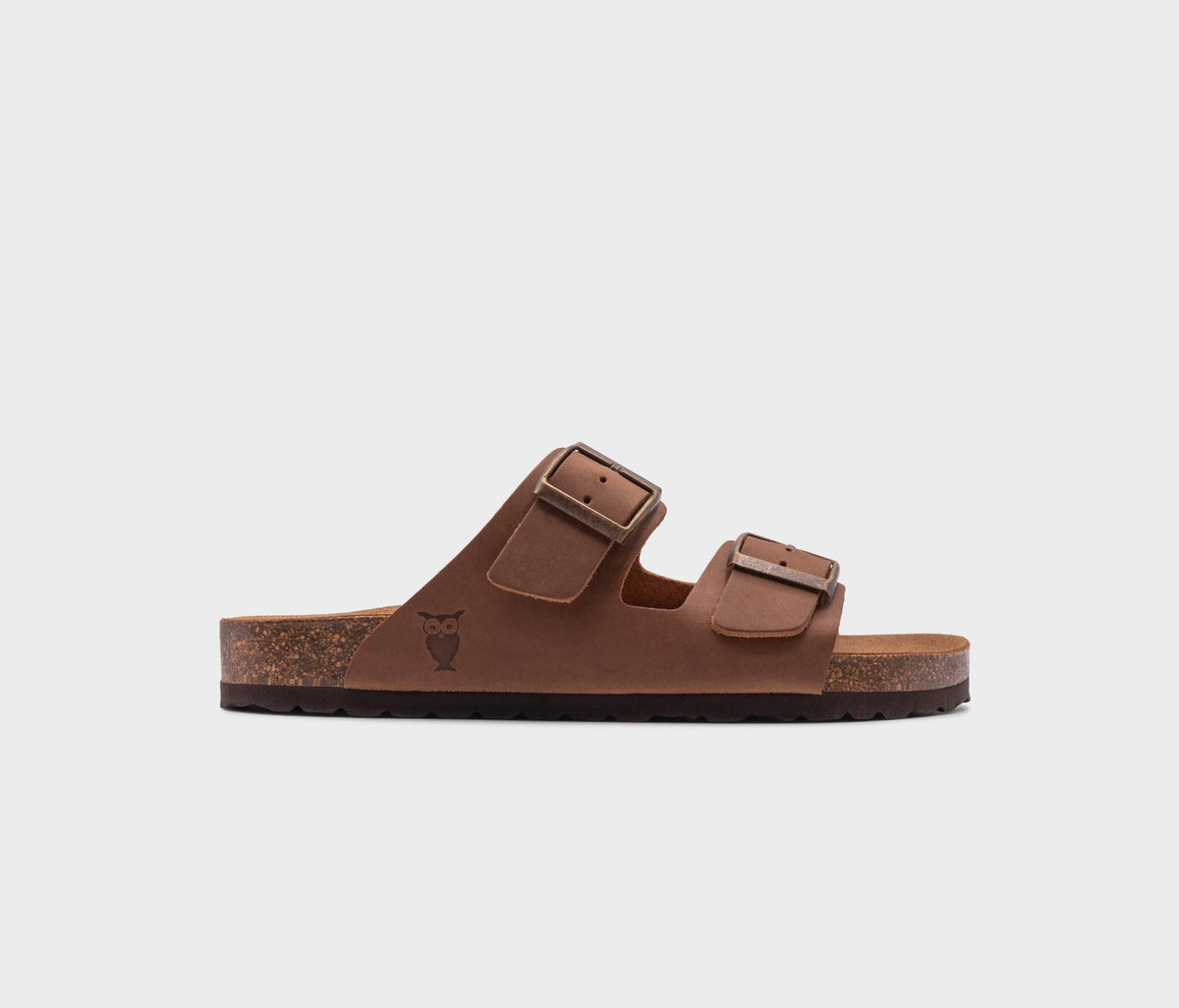 Hazel brown nubuck leather upper on handmade cork sandals