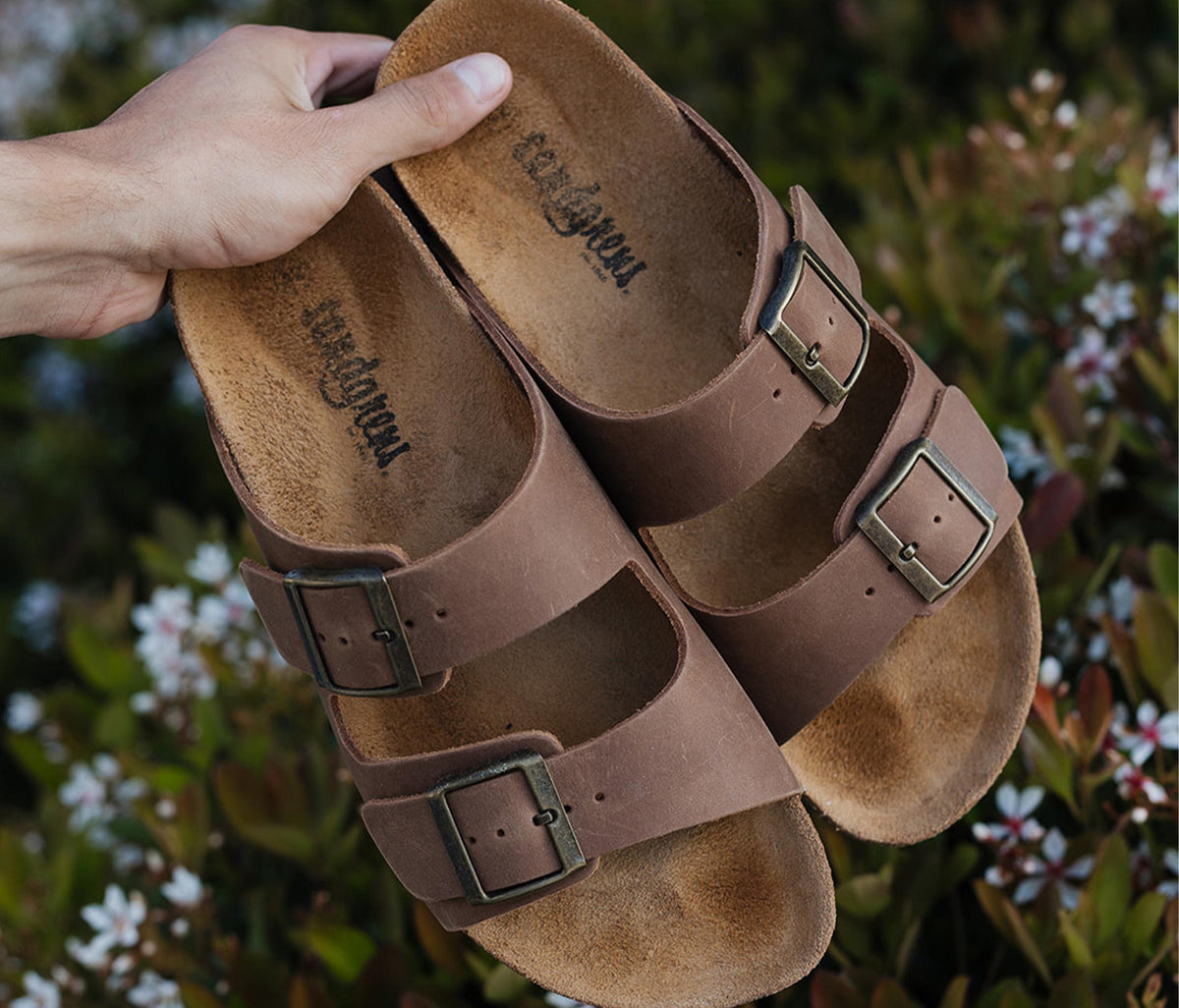 Versatile slide sandals with cork footbed for all-day wear