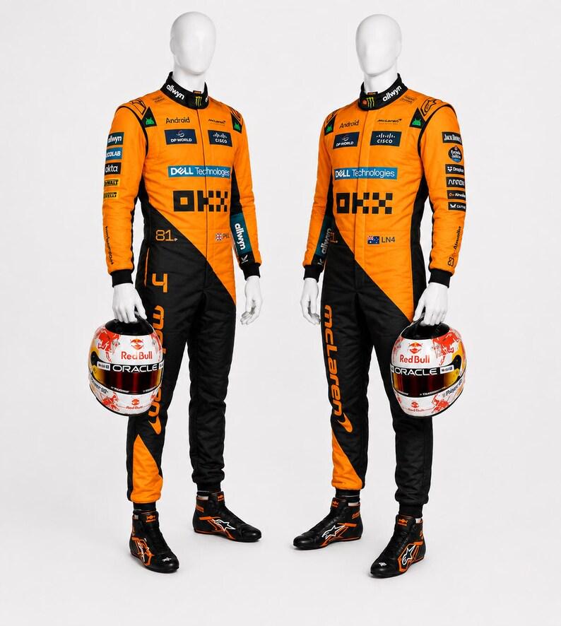 Custom F1 racing suit with McLaren inspired design for kids and adults