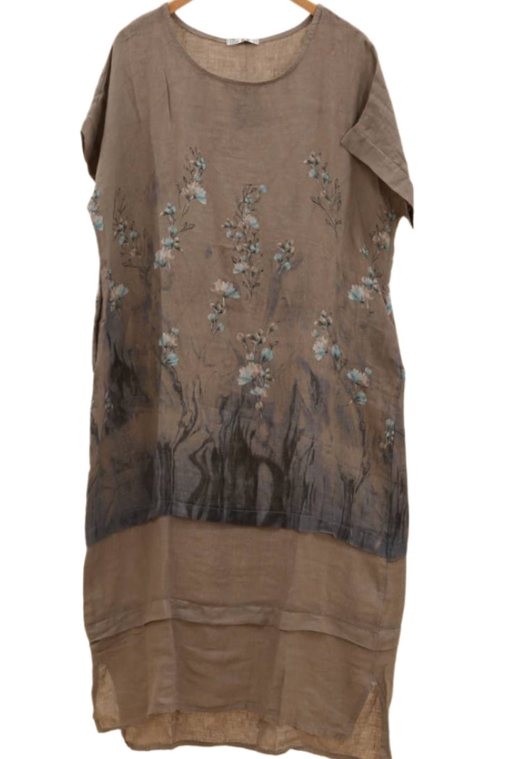 Floral Print Linen Dress 72225