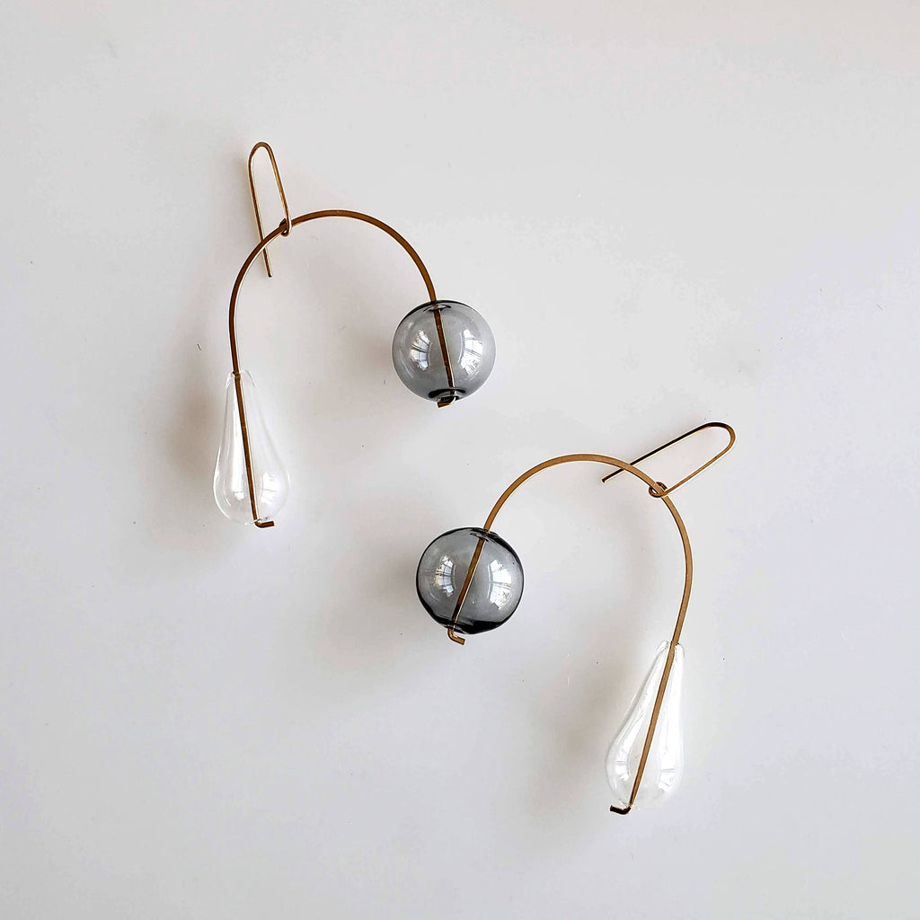 Ebb and Flow mobile earrings hollow glass gold filled made in USA