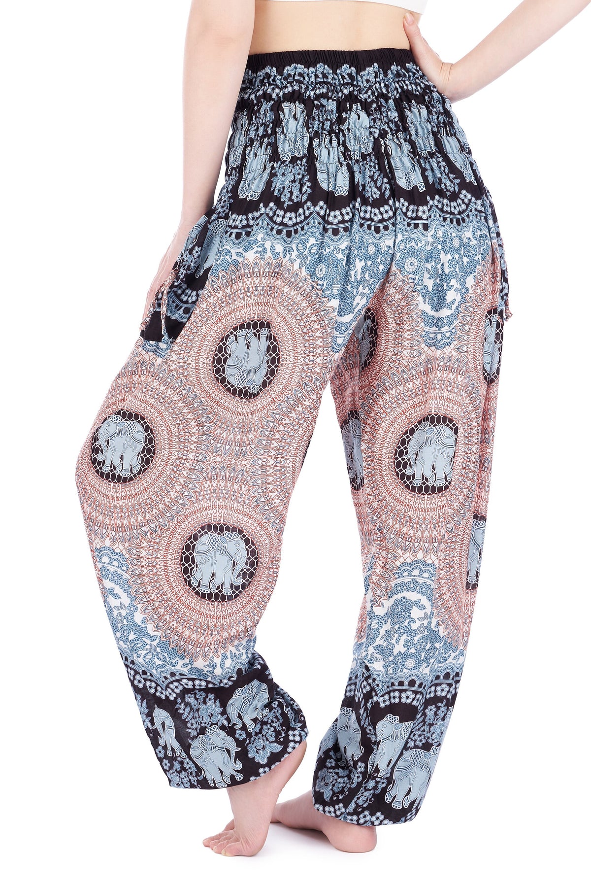 High-waisted hippie elephant pants in soft rayon fabric