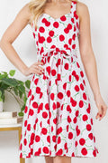 Cherry Print Cotton Sleeveless Dress