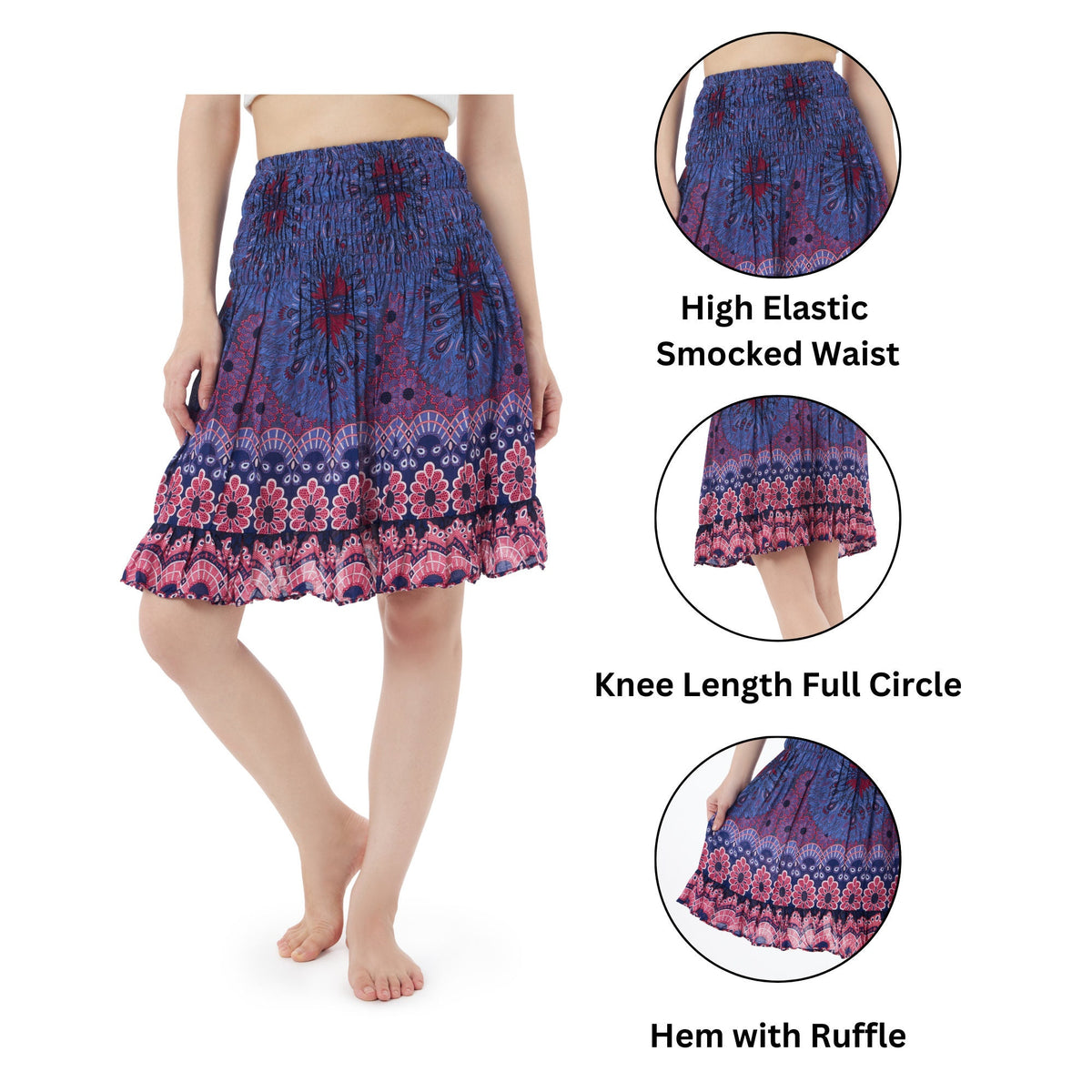 Fall fashion knee length skirt for women boho style
