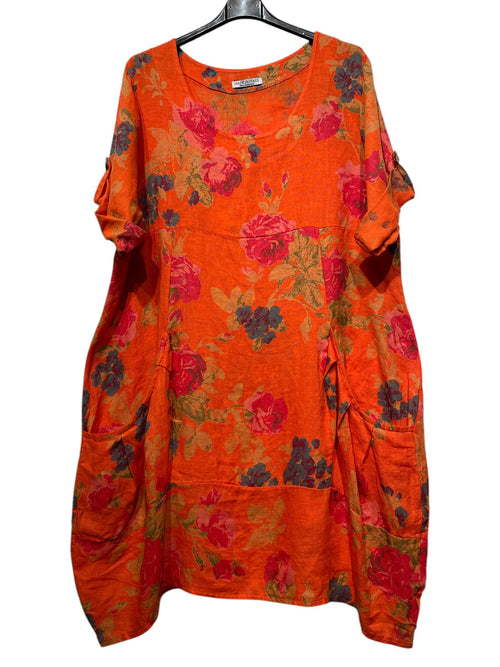 0423 Linen Floral Dress