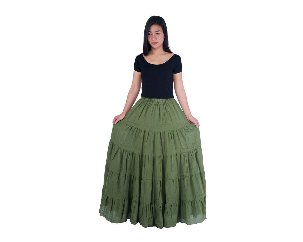 Long green peasant skirt for Renaissance Faire costume