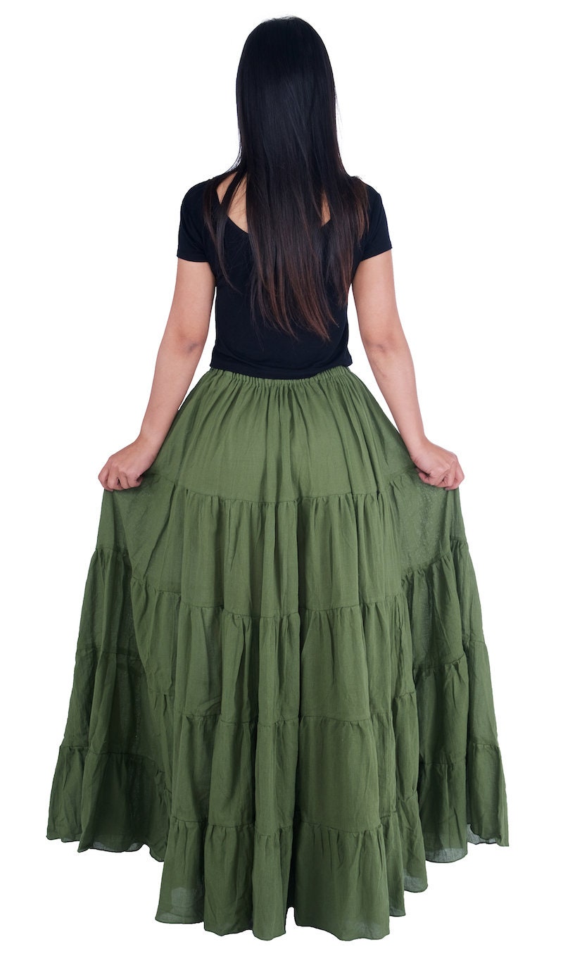 Handmade green cotton ruffle skirt from Thailand