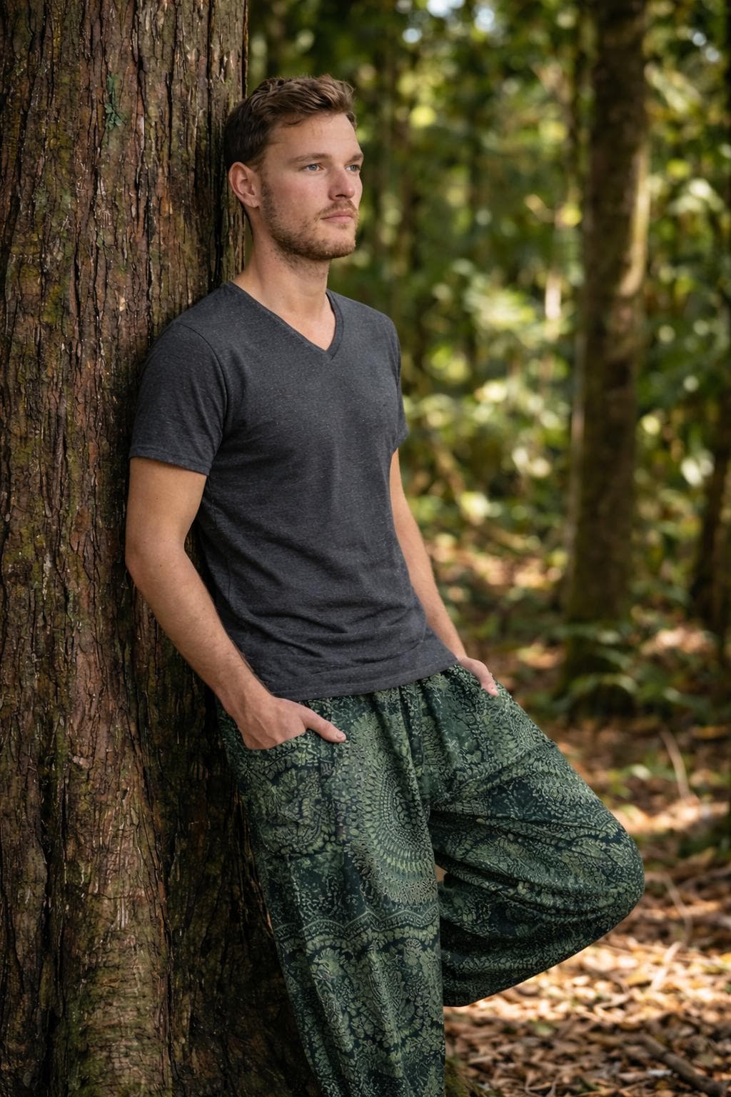Flowy fall fashion trousers men with elastic ankles