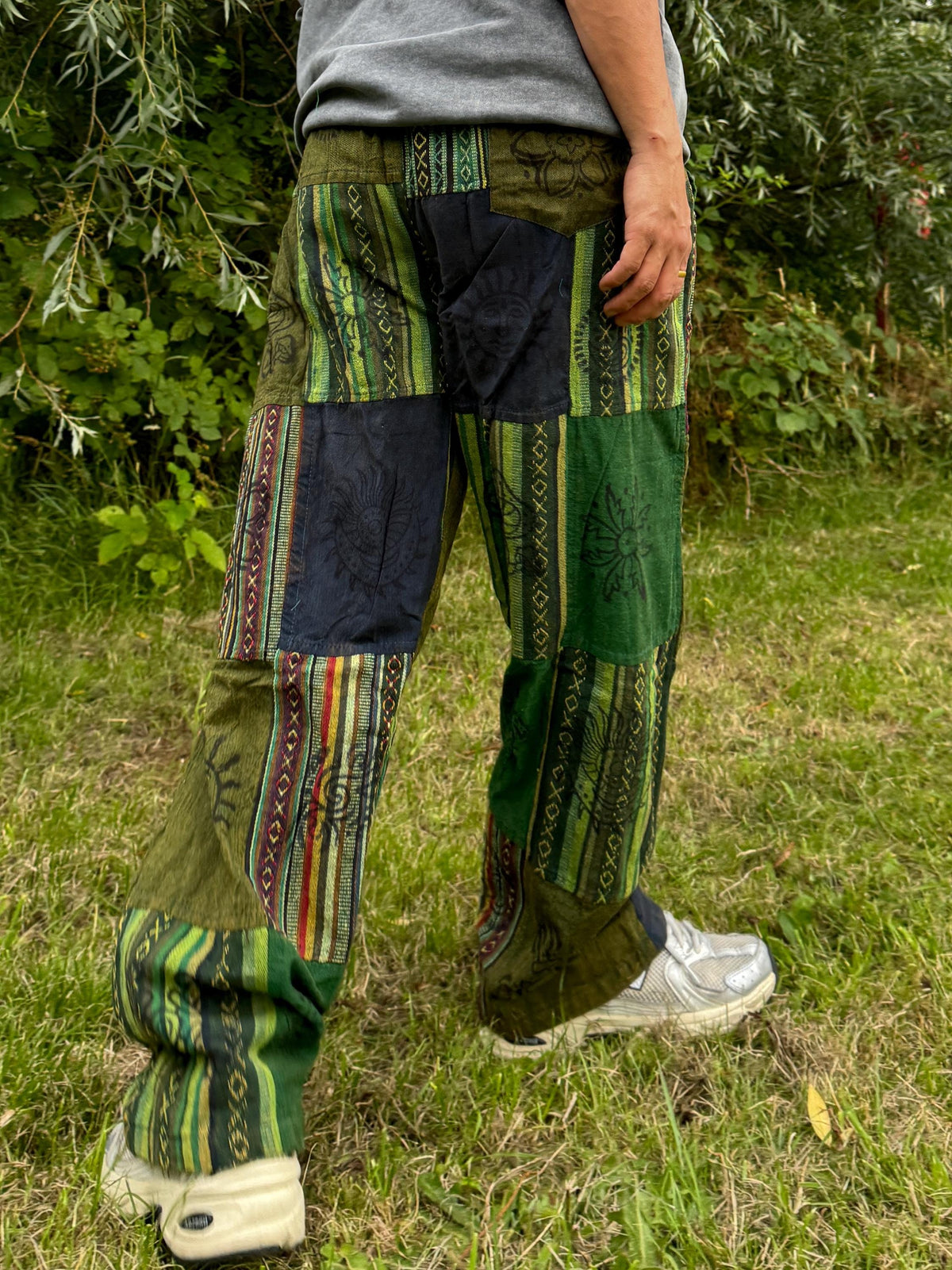 Thick cotton patchwork trousers for festivals and yoga