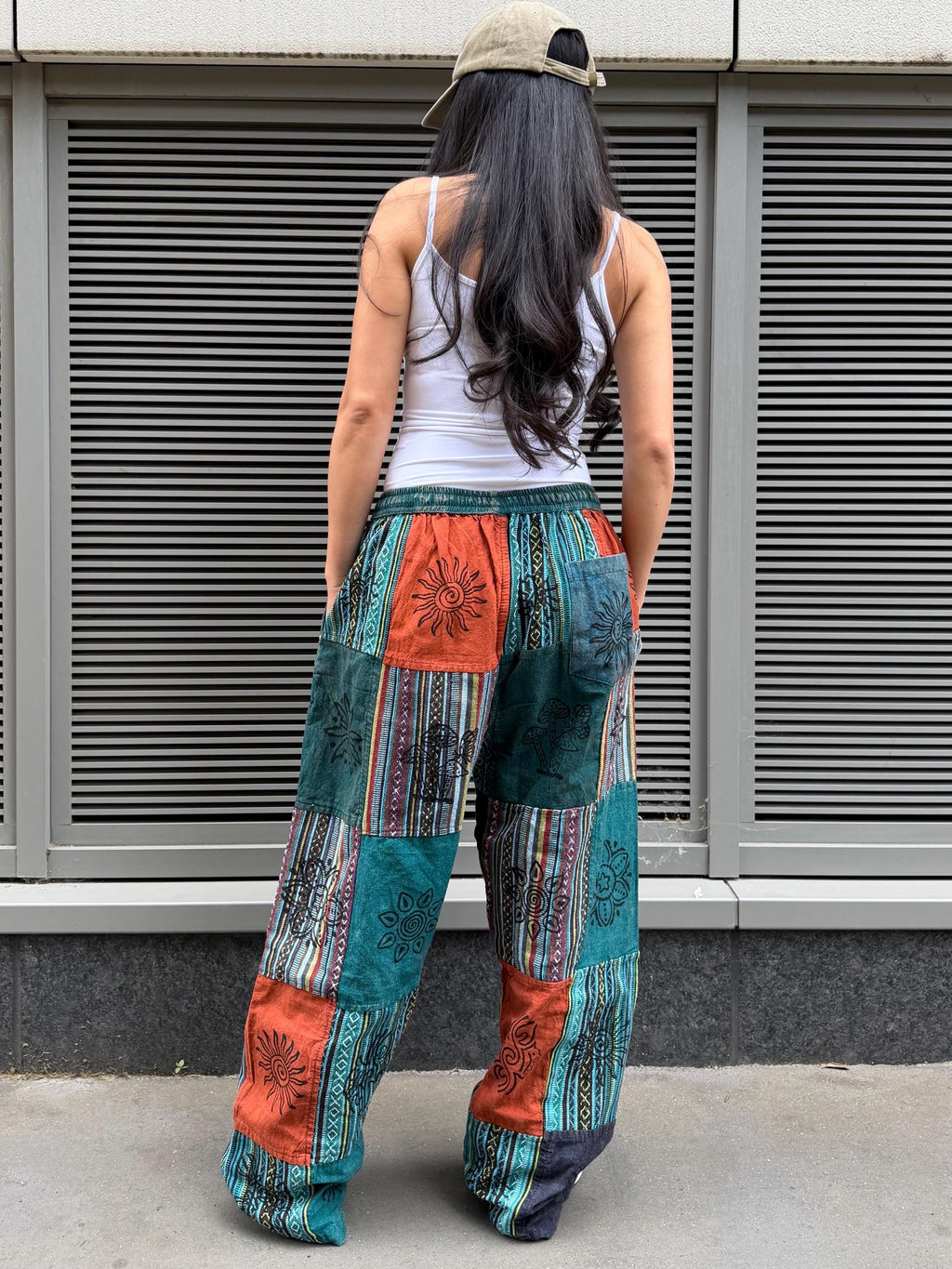 Handmade bohemian pants with unique spiritual design