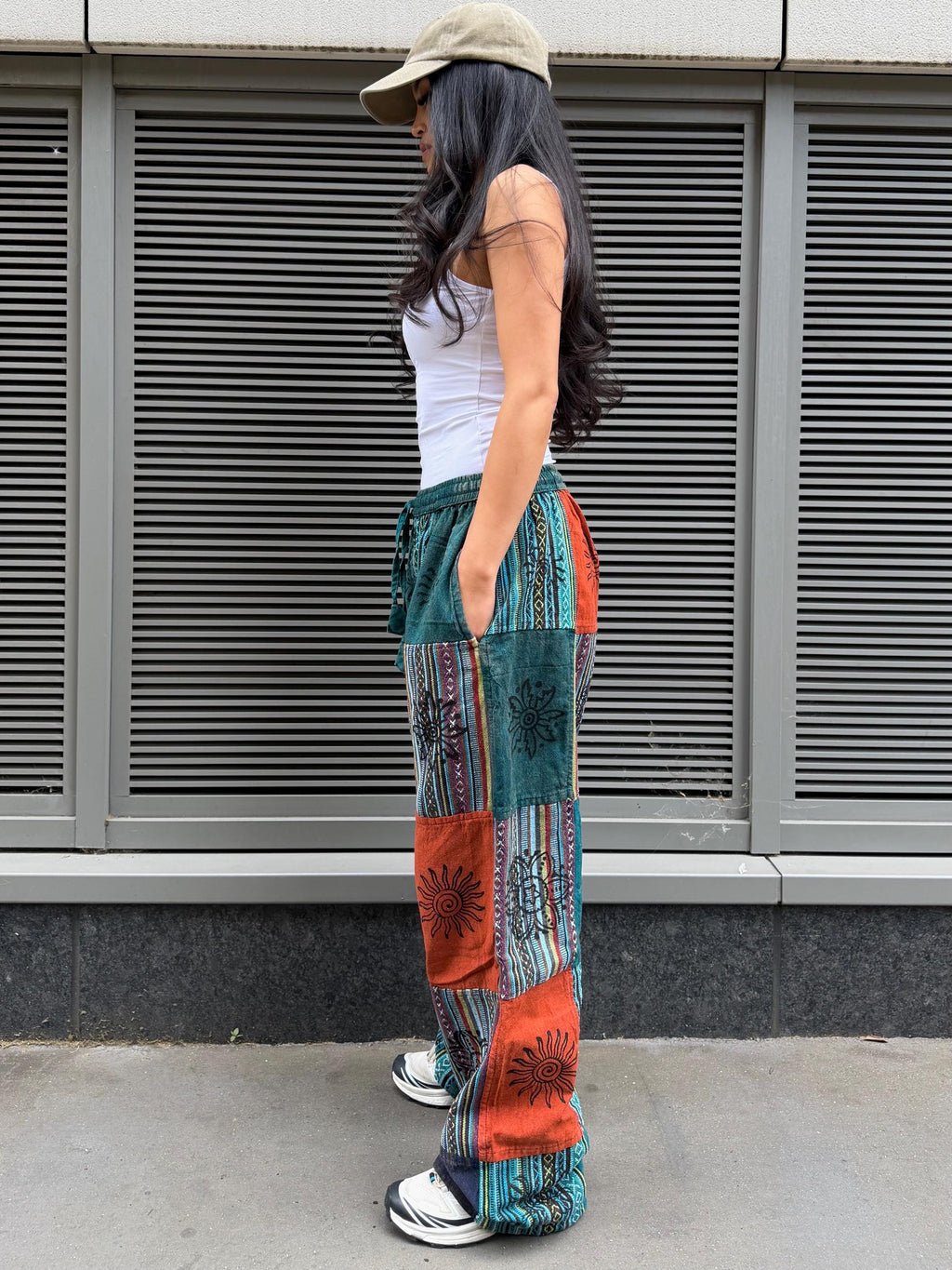 Spiritual print Gheri cotton trousers boho style