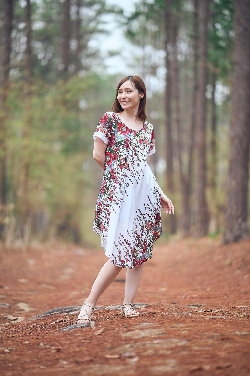Handmade purple rayon boho dress with pockets and short sleeves