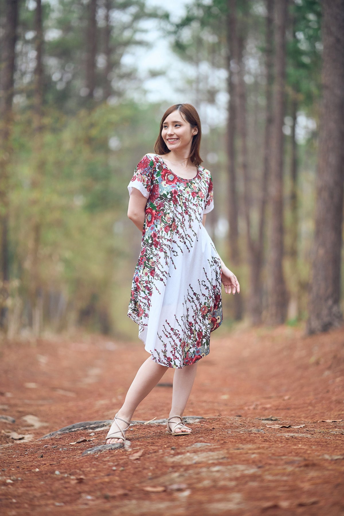 Handmade purple rayon boho dress with pockets and short sleeves