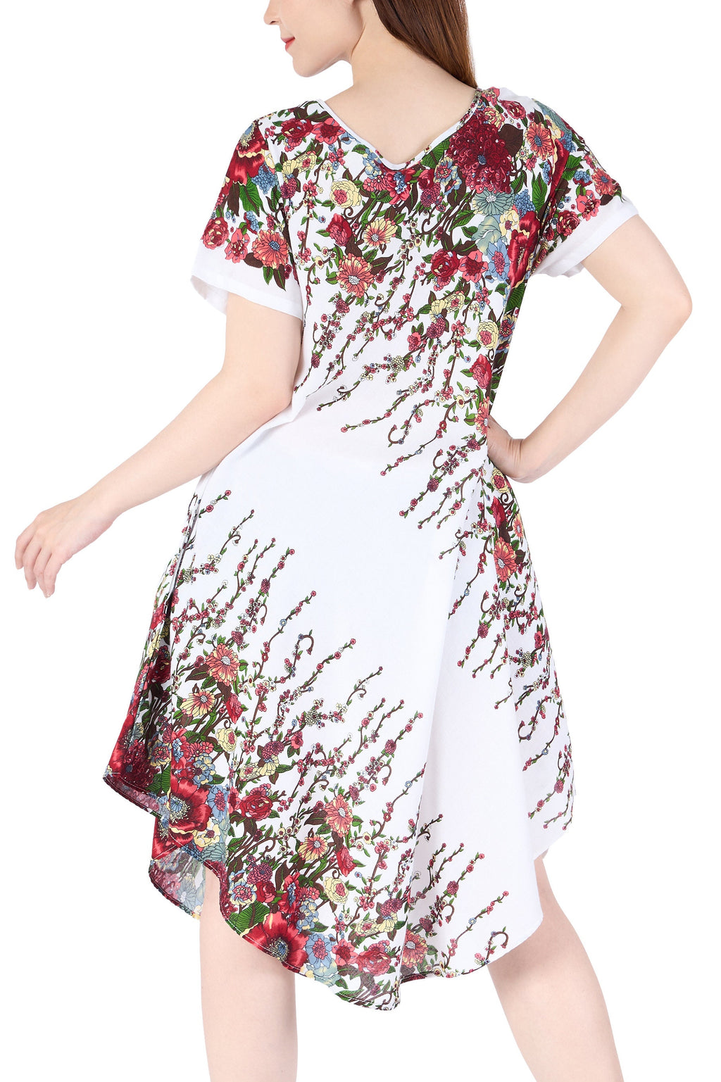 Purple boho sundress with pull-on closure and pockets