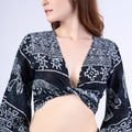 Women's boho top with bell sleeves, handmade rayon fabric