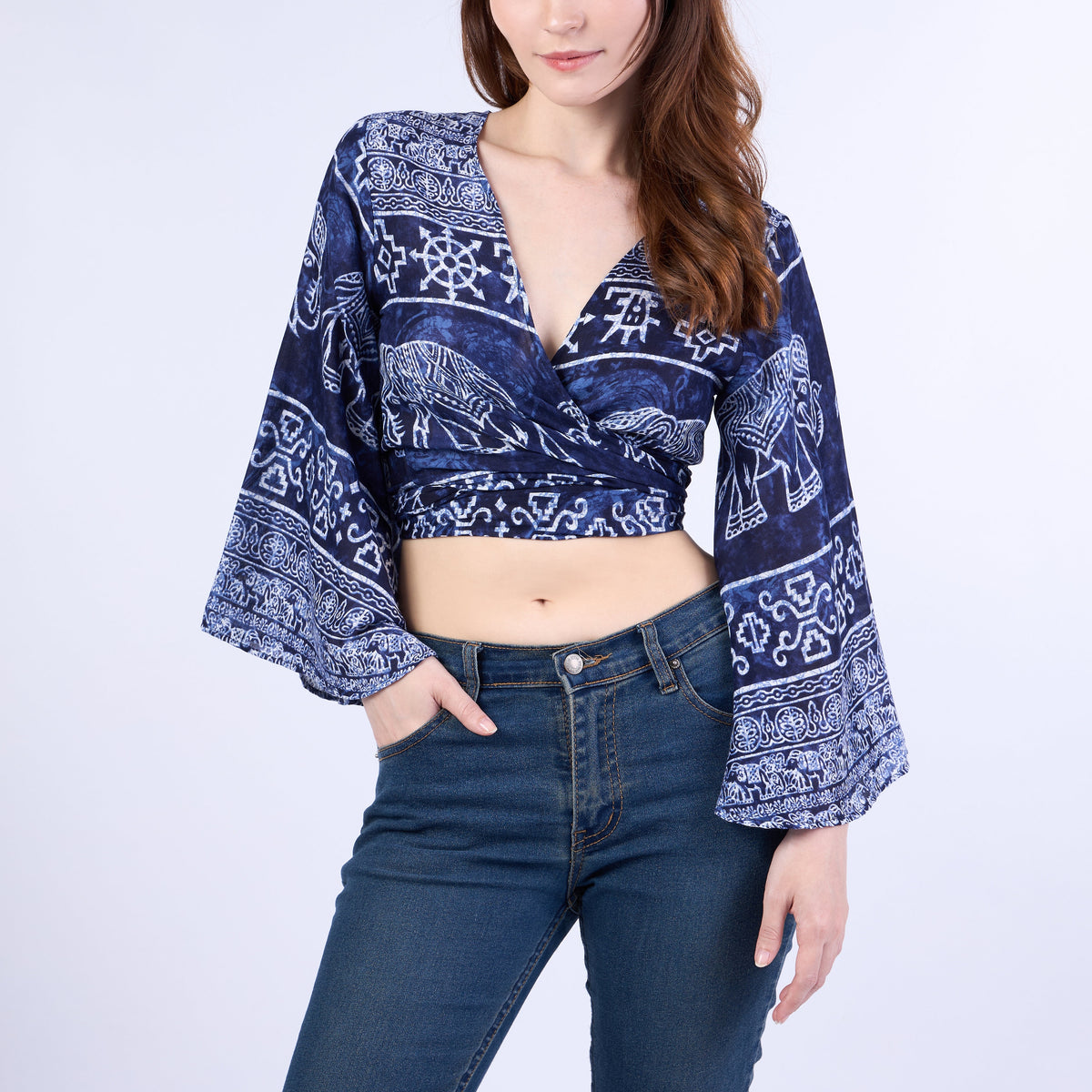 Bohemian wrap top tied at the back