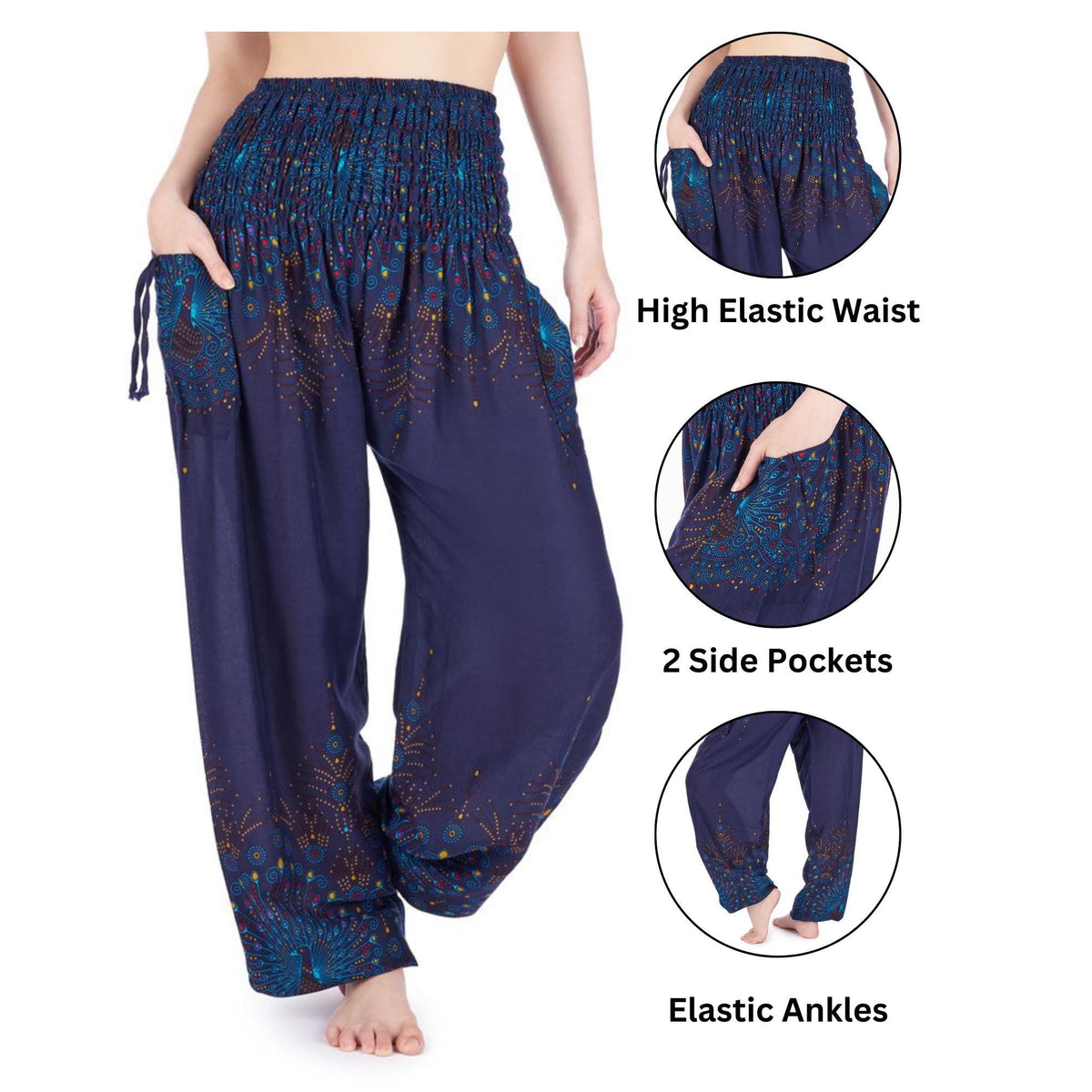 Tribal women pants handmade in Thailand – dark blue harem style