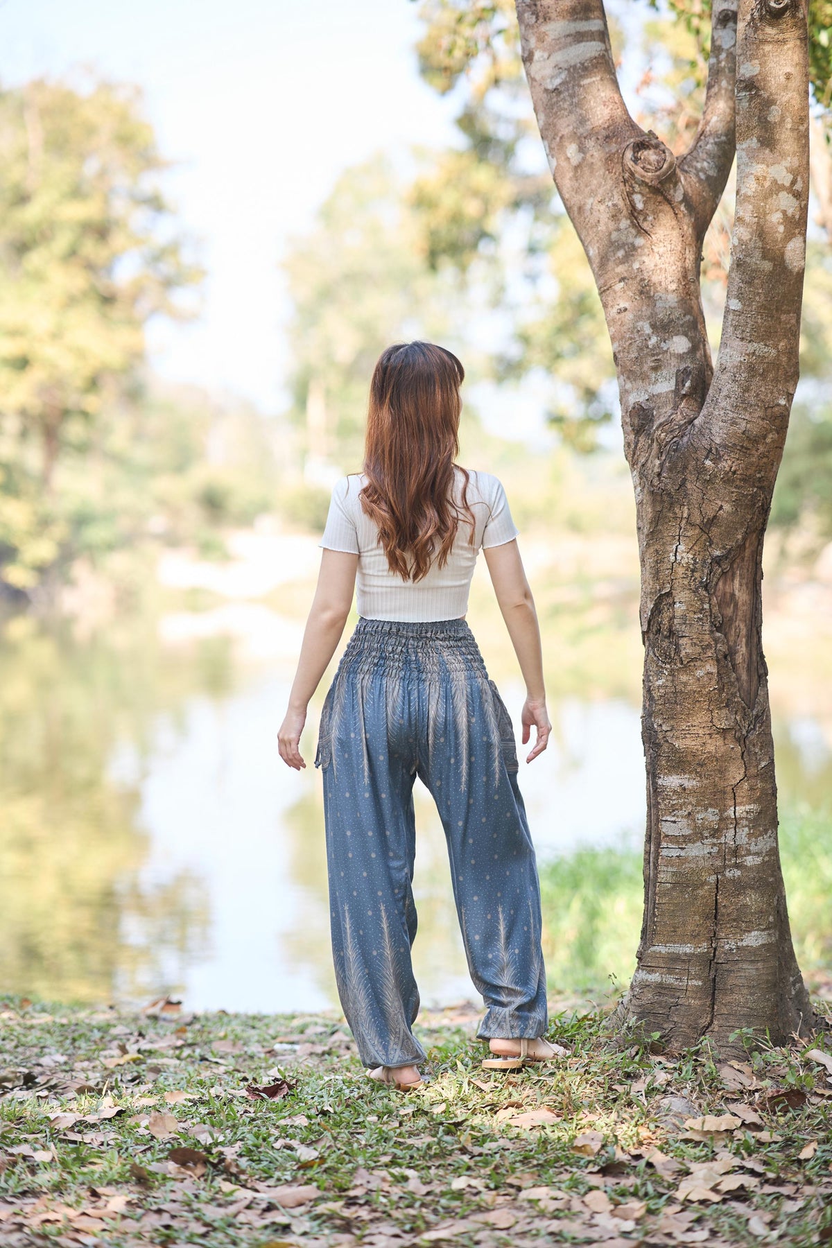 Handmade hippie pants with elastic ankles and side pockets