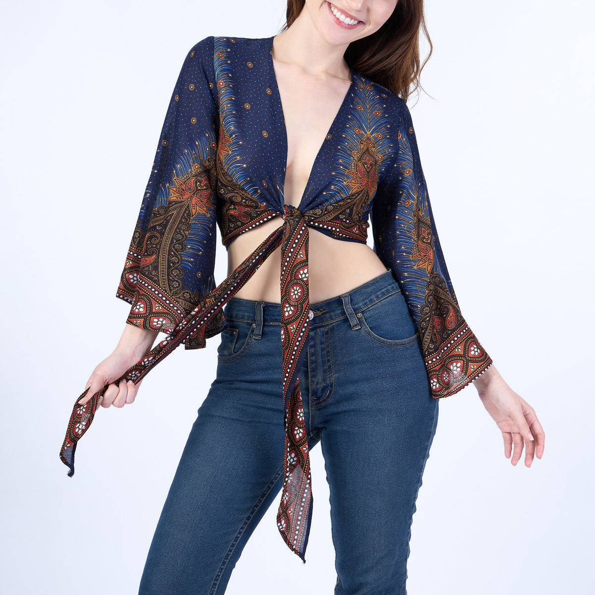 Druid costume top for women, handmade rayon wrap shirt