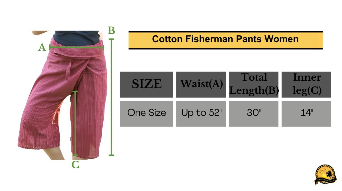 3/4 length blue Thai fisherman pants with wide legs and soft cotton fabric
