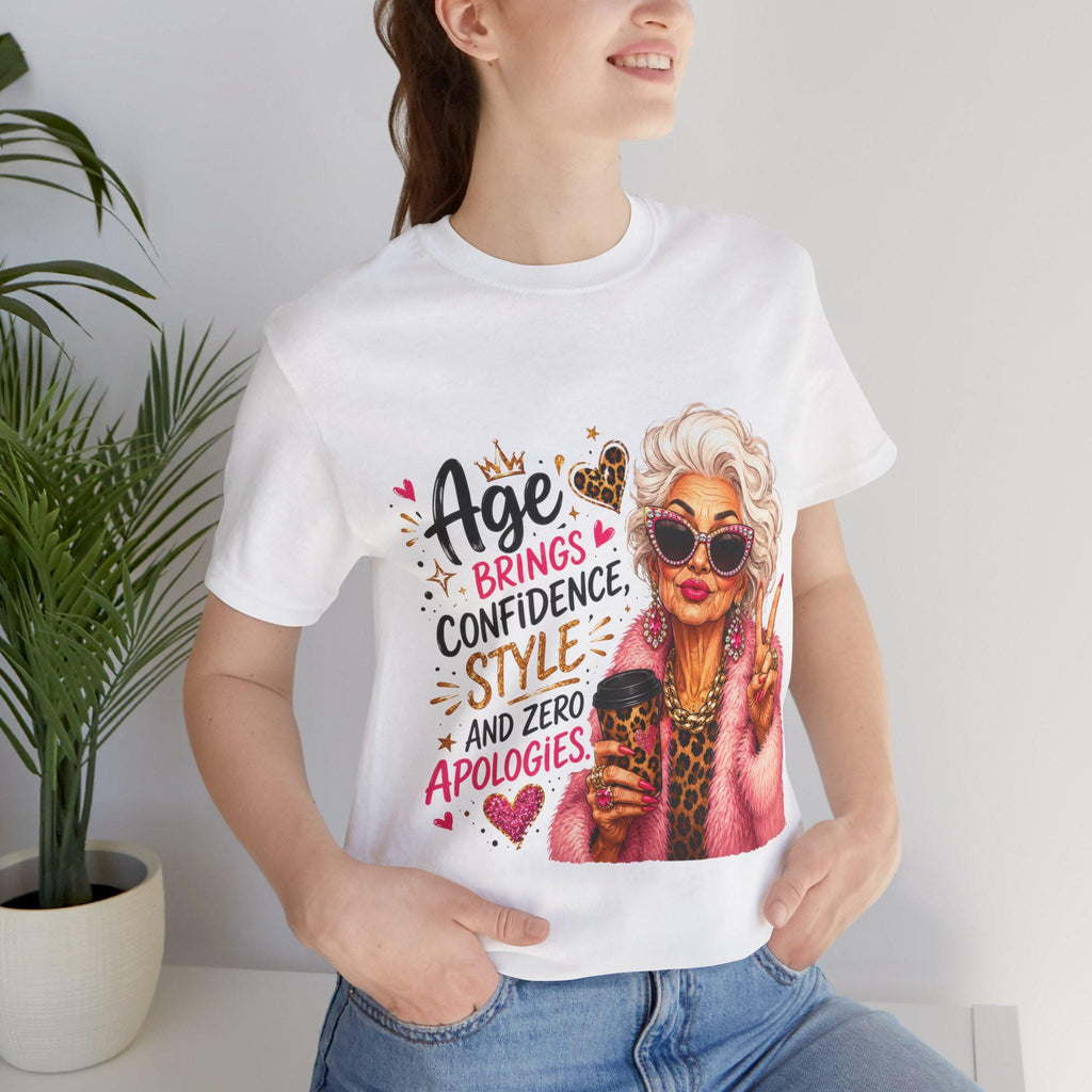 Coffee lover grandma shirt with glamorous white-haired character