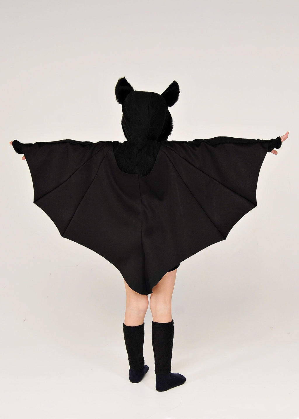 Handmade kids bat costume fleece one-piece with wings for trick-or-treating