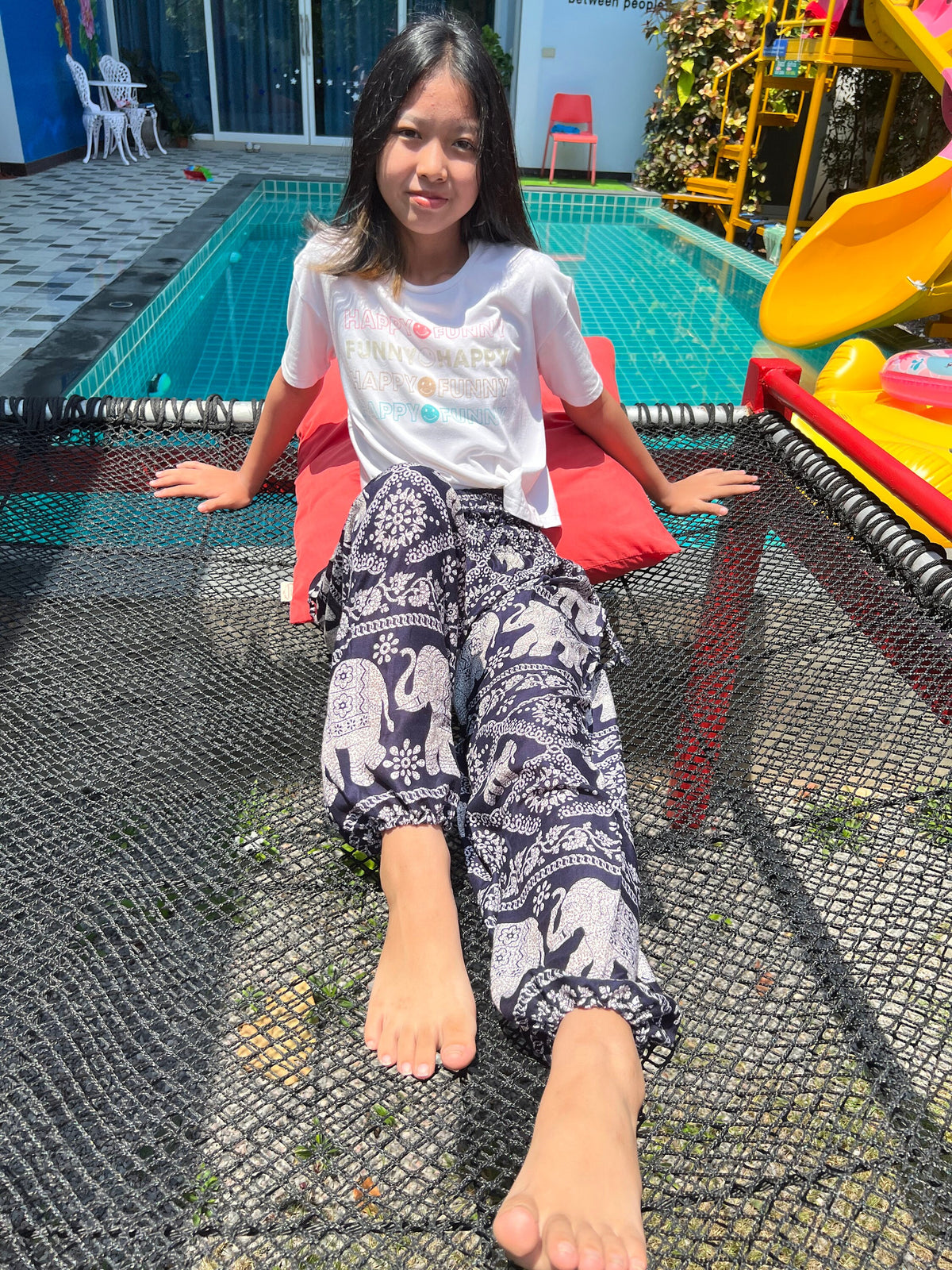Black elephant harem yoga pants for boys and girls