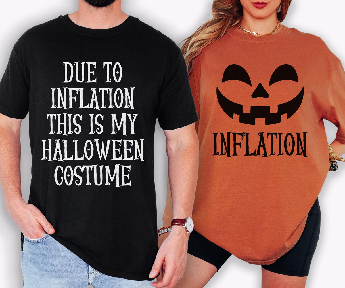 Funny couple sweatshirts with Halloween design for last minute costume idea