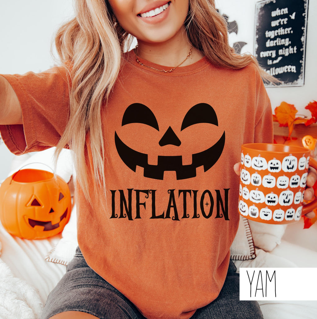 Couples Halloween costume shirts shown on model for easy DIY costume