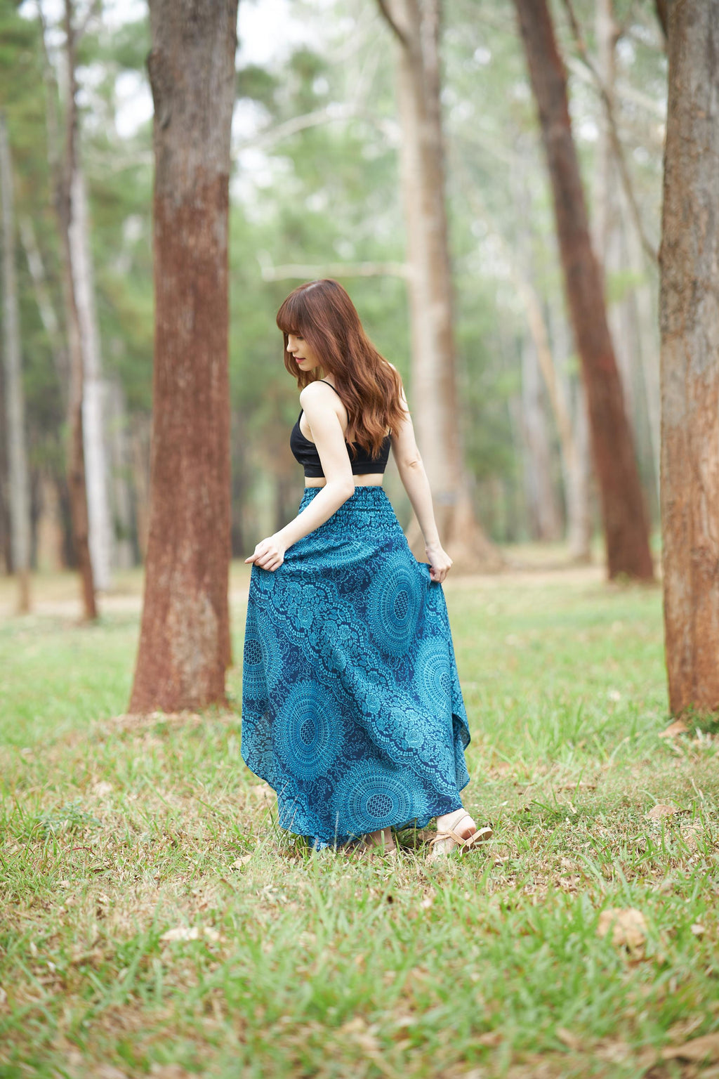 Soft rayon bohemian skirt with unique design by Lannaclothesdesign