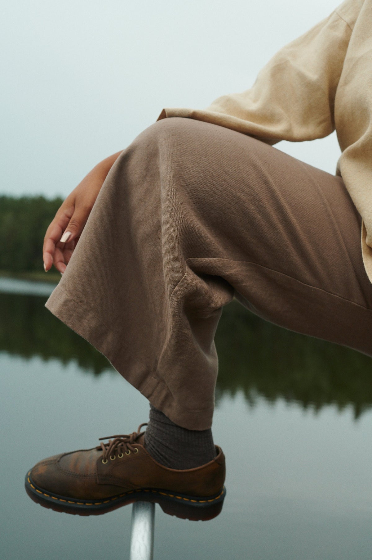 Ocean heavy cacao linen pants with free customization option