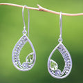 Sterling Silver Peridot Dangle Earrings - Paisley Swirl