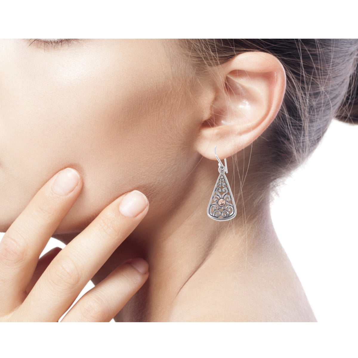 Balinese Artisan Crafted 18k Gold Accent Silver Earrings - Temple Spire